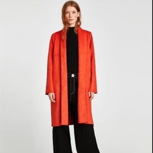 COPY - Zara Pumpkin Faux Suede Overcoat | size small